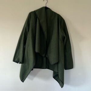 Dark Green Wrap Jacket With Piping